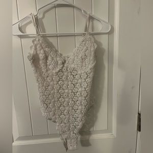 Crochet flower body suit